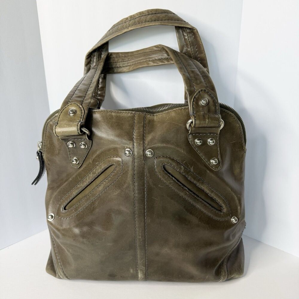 Kale Bowler Handbag Tate Purse Leather Zipper Closure Suede Lining Vintage As Is